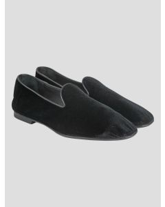 Isaia Isaia Black Leather Suede Loafers Shoes Black 000