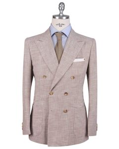 Kiton Kiton Beige Cashmere Cotton Silk Virgin Wool Pa Double Breasted Suit Beige 000