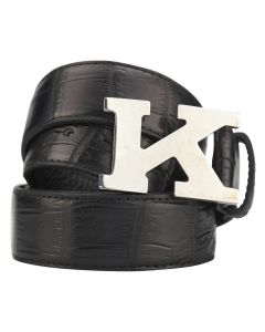 Kiton Kiton Black Leather Crocodile Belt Black 000