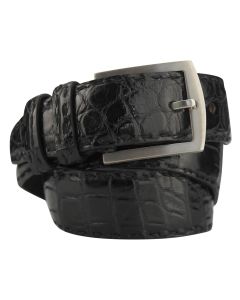 Kiton Kiton Black Leather Crocodile Belt Black 000
