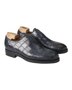 Kiton Kiton Blue Leather Crocodile Dress Shoes Blue 000