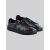 Santoni Santoni Black Leather Sheepskin Fur Sneakers Black 000