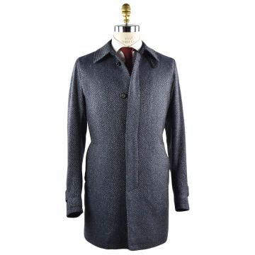 Luigi Borrelli LUIGI BORRELLI Blue Grey Virgin Wool Silk Cashmere Overcoat OW025 Blue/Gray 000