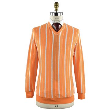 Kiton KITON Orange Dark Gray Cotton Vneck Orange/Dark Gray 000