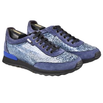 Zilli ZILLI Blue Leather Suede Snakeskin Shoes Blue 000