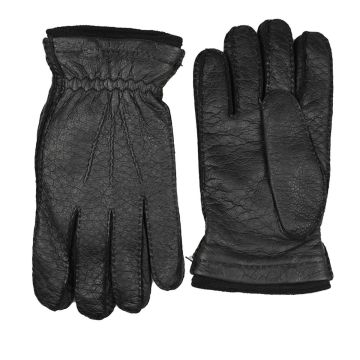 Zilli Zilli Black Leather Cashmere Gloves Black 000