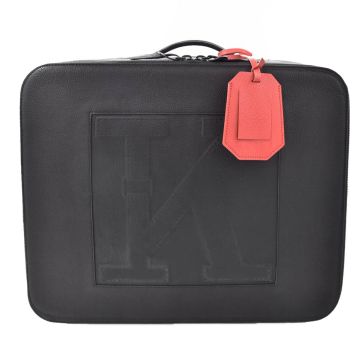 Kiton KITON Black Leather Calfskin Trolley Bag Black 000