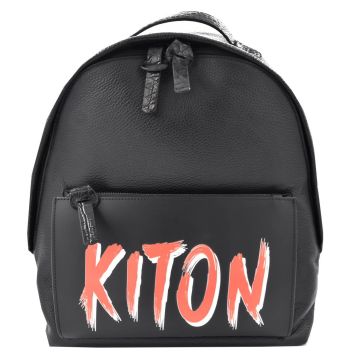 Kiton KITON Black Leather Calfskin Backpack Black 000