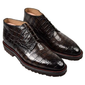 Kiton KITON Brown Leather Crocodile Shoes RAFFAELLO Brown 000