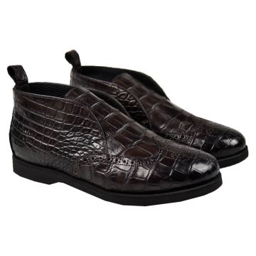 Kiton KITON Brown Leather Crocodile Shoes Brown 000