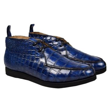 Kiton KITON Blue Leather Crocodile Boots CONB Blue 000