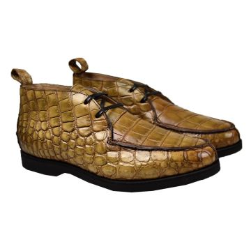 Kiton KITON Beige Leather Crocodile Boots CONB Beige 000