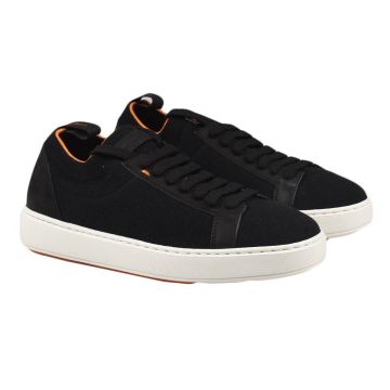 Santoni Santoni Black Cotton Leather Sneakers Black 000