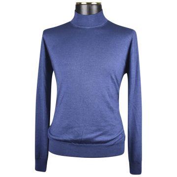 Zilli ZILLI Blue Cashmere Silk Sweater Half Neck Blue 000