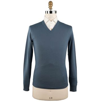 Isaia Isaia Light Blue Wool Sweater V-Neck Light Blue 000