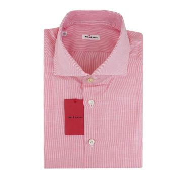 Kiton Kiton Pink White Cotton Linen Shirt Pink / White 000