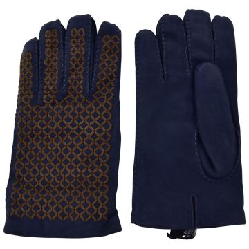 Kiton KITON Blue Brown Leather Cashmere Gloves Blue/Brown 000