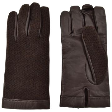 Kiton KITON Brown Leather Cashmere Gloves Brown 000