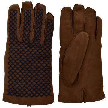 Kiton KITON Brown Blue Leather Cashmere Gloves Brown/Blue 000
