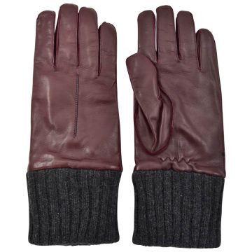 Kiton KITON Burgundy Leather Lambskin Cashmere Gloves Burgundy 000