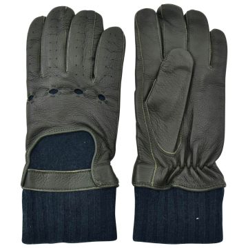 Kiton KITON Green Leather Deerskin Cashmere Gloves Green 000