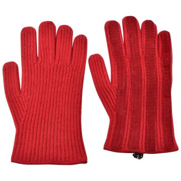 Kiton KITON Red Leather Suede Cashmere Gloves Red 000
