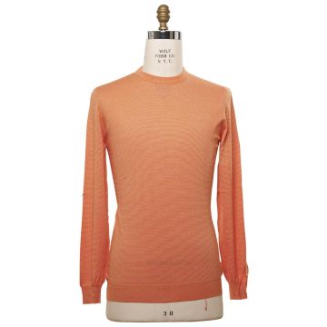 Kiton KITON Orange White Cotton Sweater Crewneck Orange/White 000