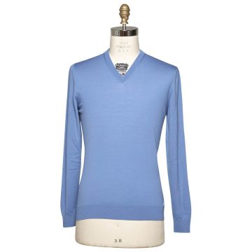 Kiton KITON Blue Wool Sweater V-Neck Blue 000