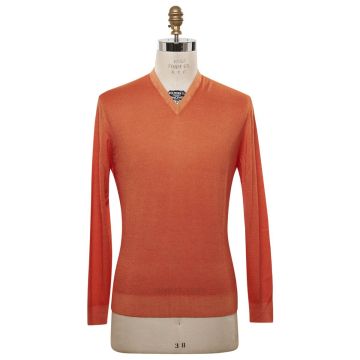 Kiton KITON Orange Cashmere Silk Sweater V-Neck Orange 000
