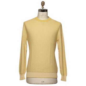 Kiton KITON Yewllow White Cotton Sweater Crewneck Yellow/White 000