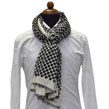 Kiton KITON Black White Silk Wool Cashmere Scarf Black/White 000