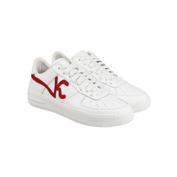 KNT Kiton White Red Leather Sneakers