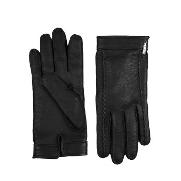 Zilli Zilli Black Leather Deer Gloves Black 000